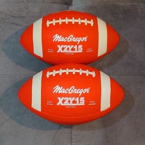 2 NEW MACGREGOR X2Y15 YOUTH SIZE ORANGE FOOTBALLS NYLON WOUND BUTYL BLADDER